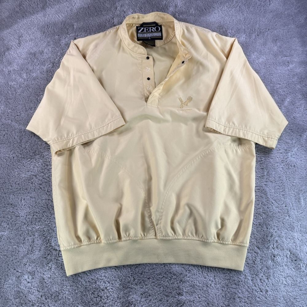 Vintage Zero Restriction USA Pullover Mens Large Yellow Golf Windbreaker Jacket